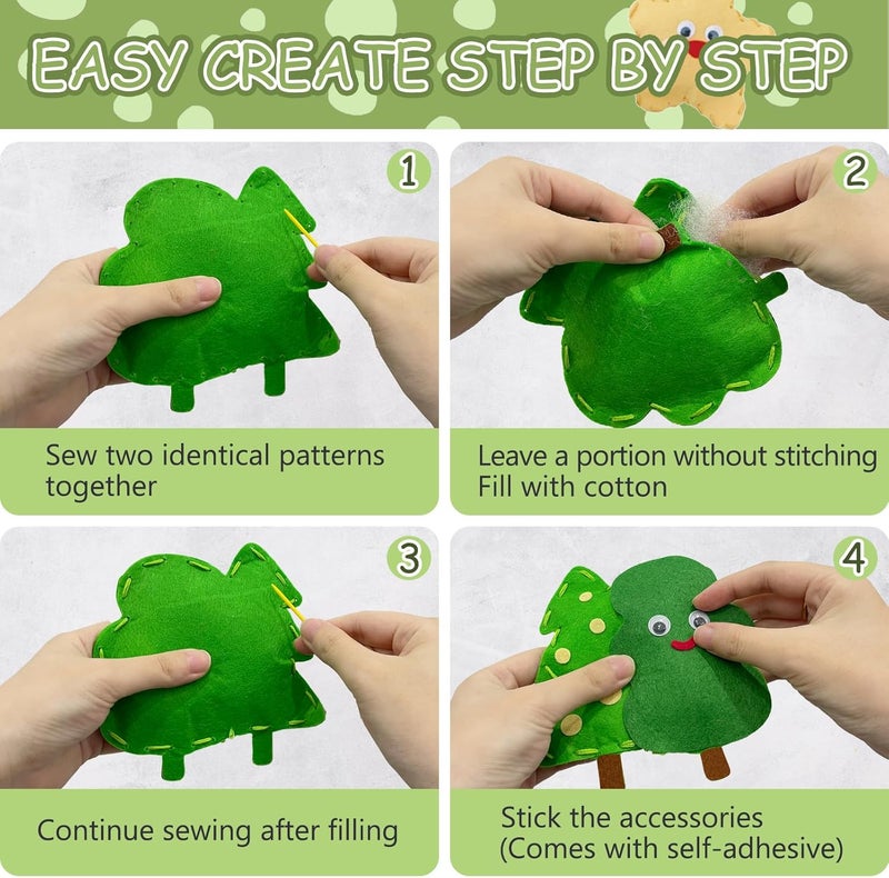 AzReference Nature Sewing Kits for Beginners, DIY 8 Stuffed Forest, Butterfly Making Easy Felt Sewing Fun Craft Set, Educational Learn to Sew Gifts for Kids Age 5 6 7 8 9 10 11 12, Instruction & Felt Materials - Image 5